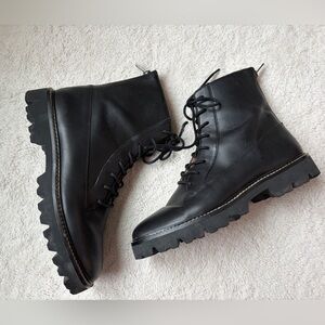 Madewell Citywalk Lugsole Lace Up Boots Zip Black Leather Women 9